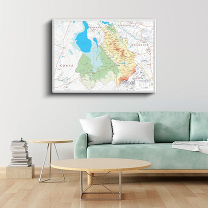 Aksaray - Fiziki Haritası Kanvas Tablo