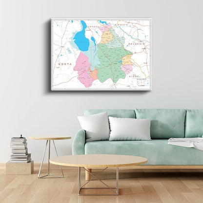 Aksaray - İl Haritası Kanvas Tablo