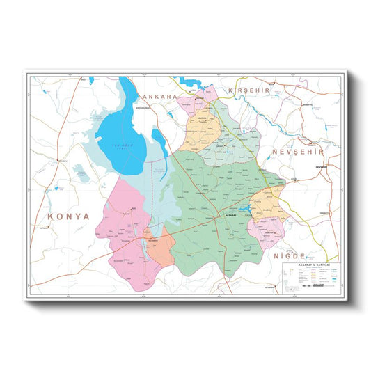 Aksaray - İl Haritası Kanvas Tablo