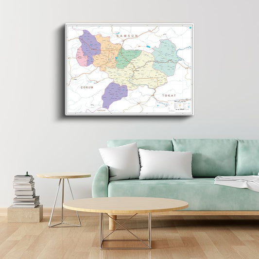 Amasya - İl Haritası Kanvas Tablo