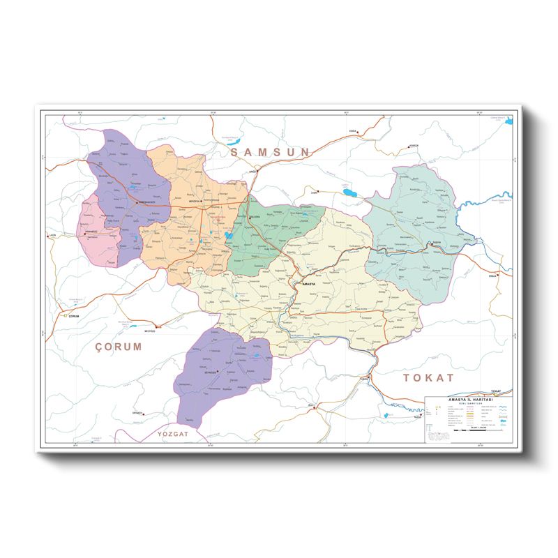 Amasya - İl Haritası Kanvas Tablo