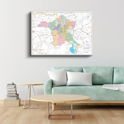 Adıyaman - İl Haritası Kanvas Tablo