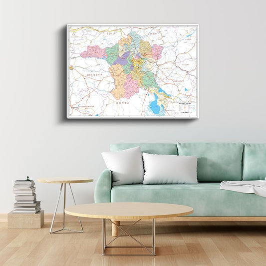 Adıyaman - İl Haritası Kanvas Tablo