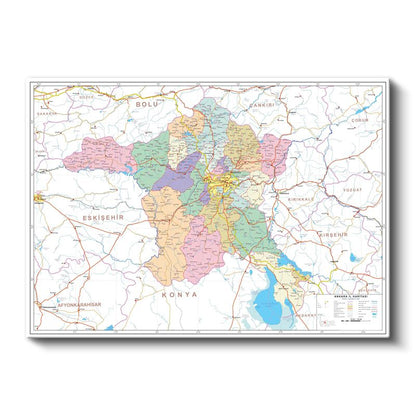 Adıyaman - İl Haritası Kanvas Tablo