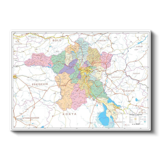 Adıyaman - İl Haritası Kanvas Tablo