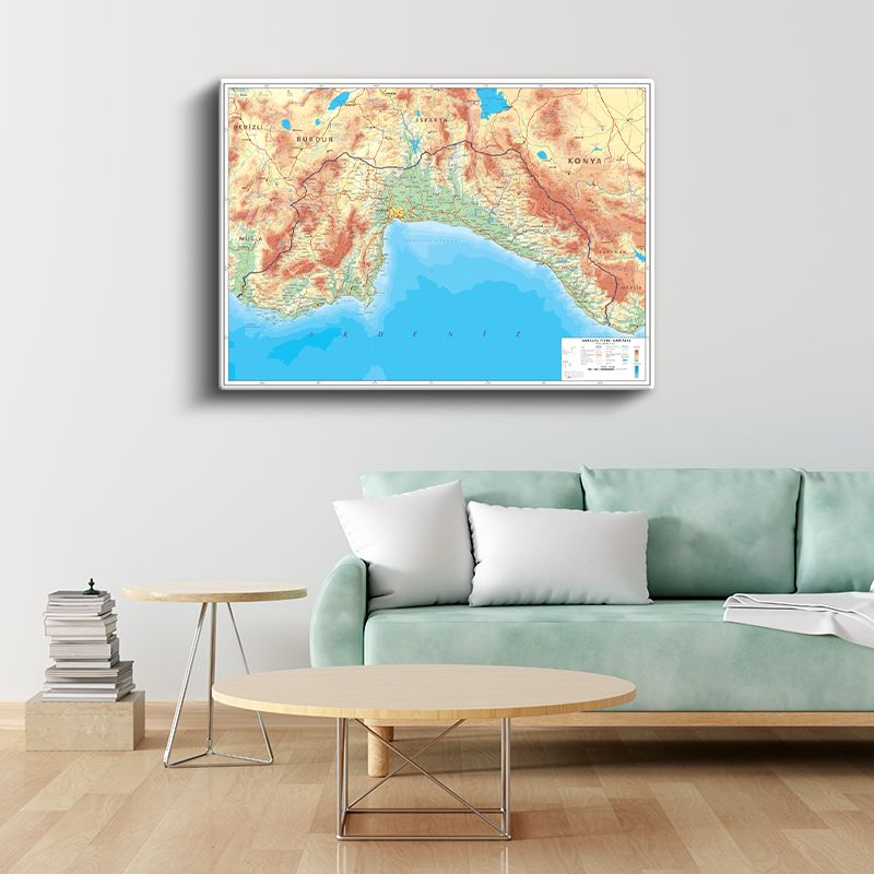Afyonkarahisar - Fiziki Haritası Kanvas Tablo