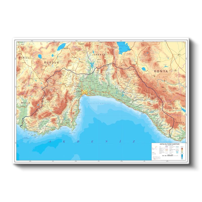 Afyonkarahisar - Fiziki Haritası Kanvas Tablo