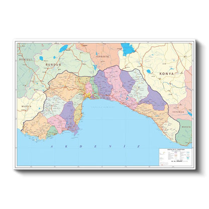 Afyonkarahisar - İl Haritası Kanvas Tablo