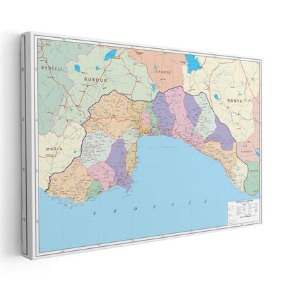 Afyonkarahisar - İl Haritası Kanvas Tablo