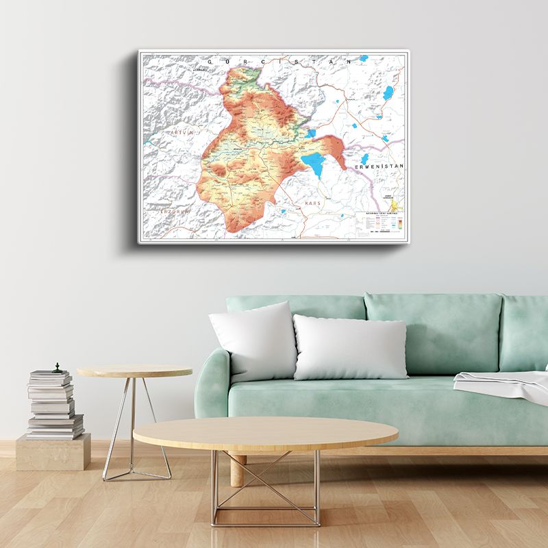 Ağrı - Fiziki Haritası Kanvas Tablo