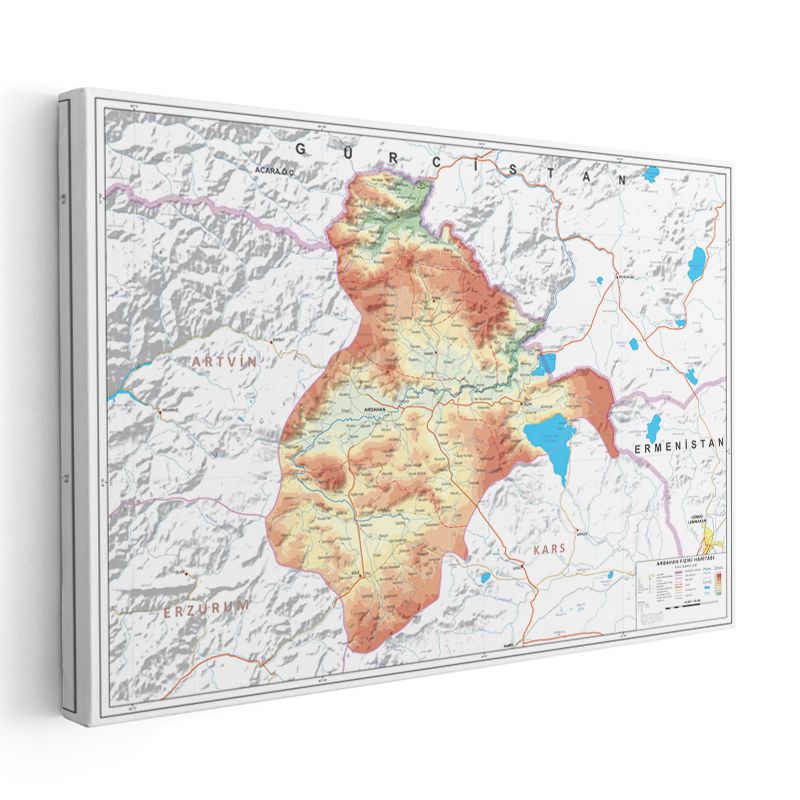 Ağrı - Fiziki Haritası Kanvas Tablo