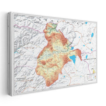 Ağrı - Fiziki Haritası Kanvas Tablo