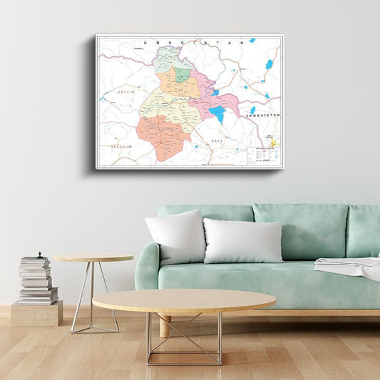 Ağrı - İl Haritası Kanvas Tablo