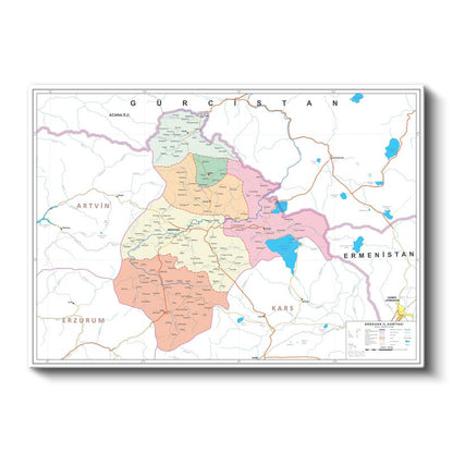 Ağrı - İl Haritası Kanvas Tablo
