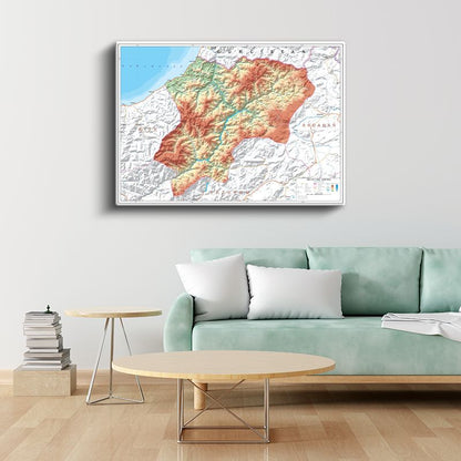 Aksaray - Fiziki Haritası Kanvas Tablo