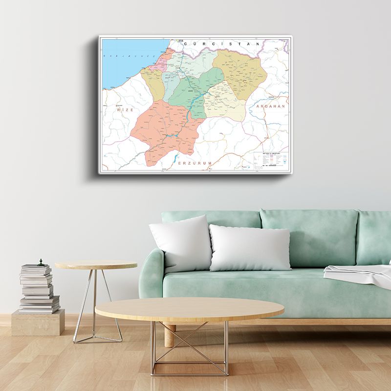 Aksaray - İl Haritası Kanvas Tablo