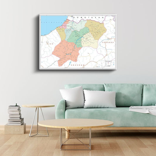Aksaray - İl Haritası Kanvas Tablo
