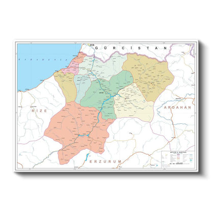 Aksaray - İl Haritası Kanvas Tablo