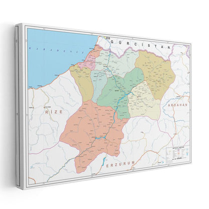 Aksaray - İl Haritası Kanvas Tablo