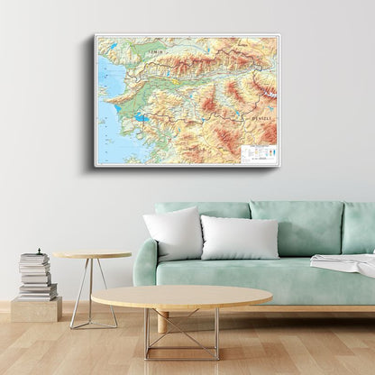 Amasya - Fiziki Haritası Kanvas Tablo