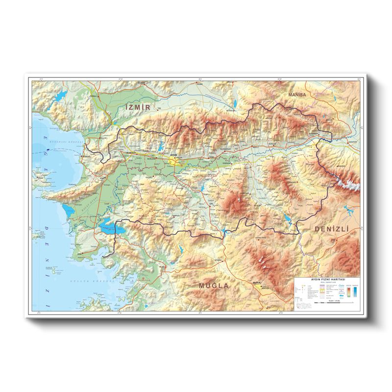 Amasya - Fiziki Haritası Kanvas Tablo