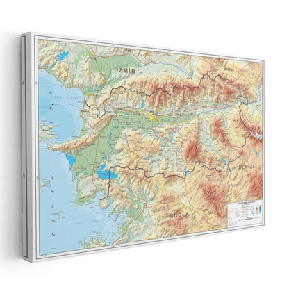 Amasya - Fiziki Haritası Kanvas Tablo