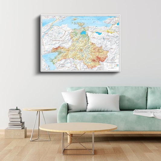 Balıkesir - Fiziki Haritası Kanvas Tablo