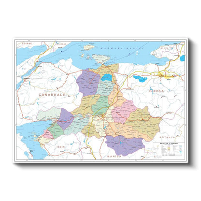 Balıkesir - İl Haritası Kanvas Tablo