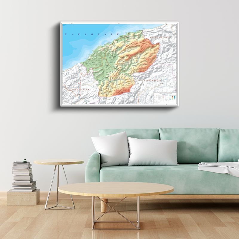 Bartın - Fiziki Haritası Kanvas Tablo