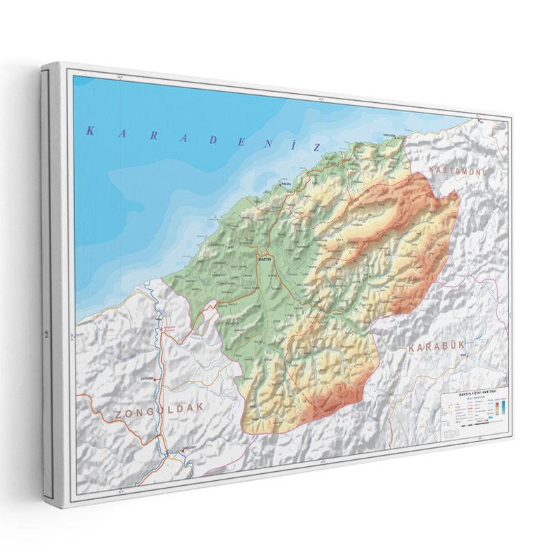 Bartın - Fiziki Haritası Kanvas Tablo