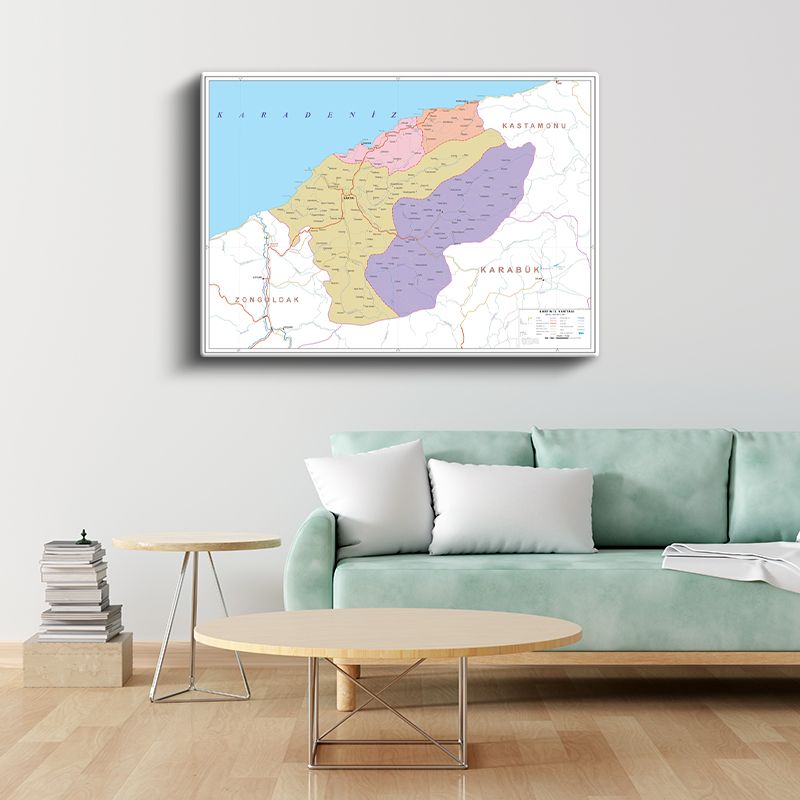 Bartın - İl Haritası Kanvas Tablo