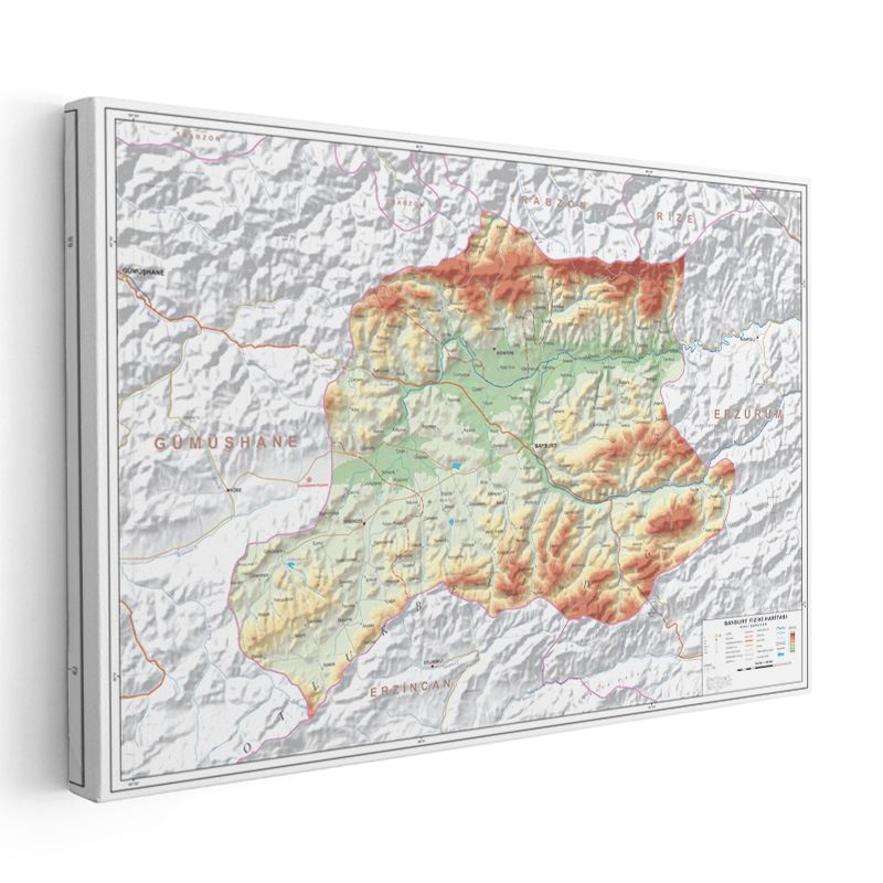 Bayburt - Fiziki Haritası Kanvas Tablo