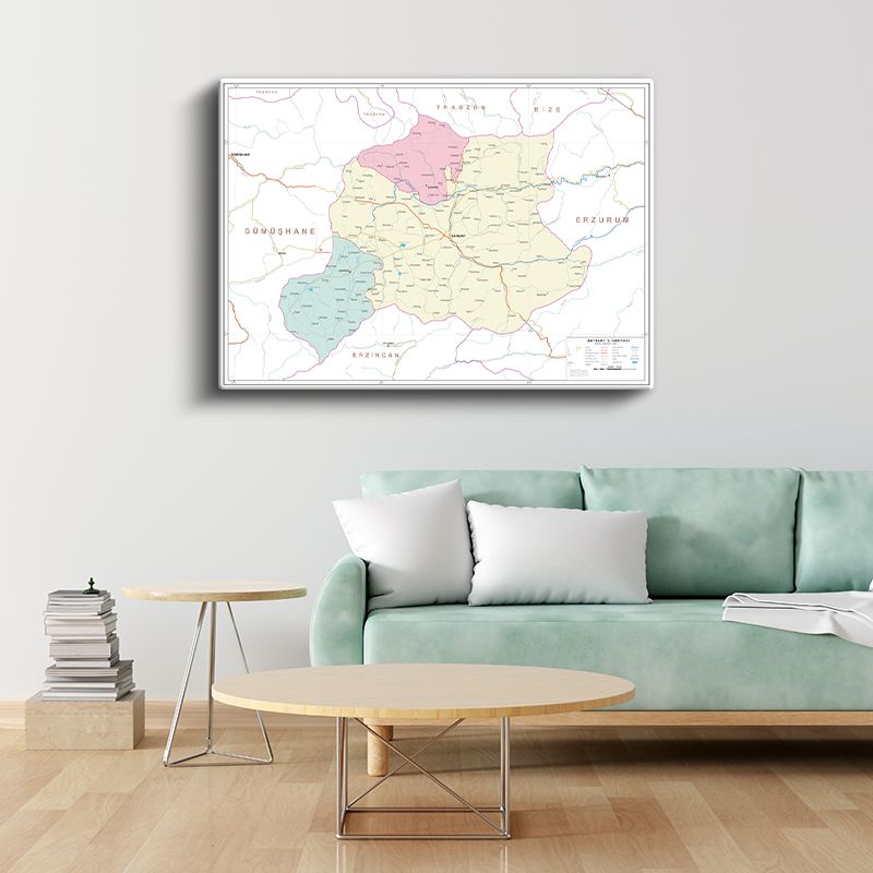Bayburt - İl Haritası Kanvas Tablo