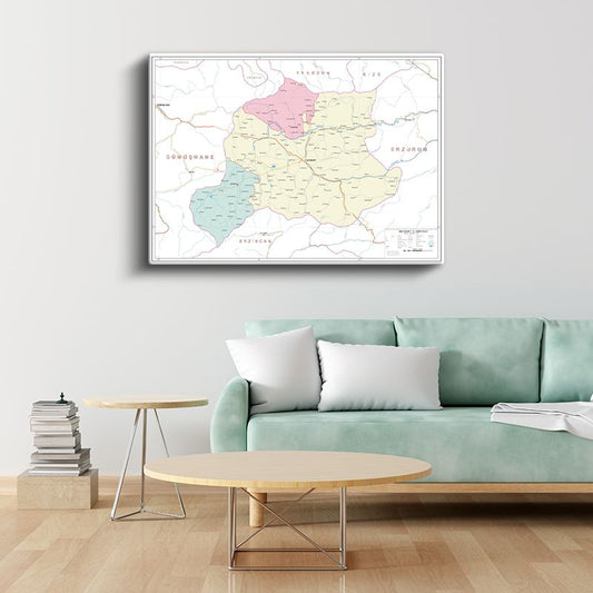 Bayburt - İl Haritası Kanvas Tablo