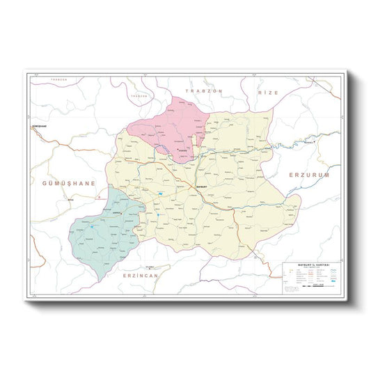 Bayburt - İl Haritası Kanvas Tablo