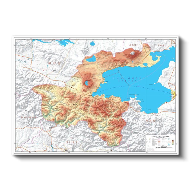 Bitlis - Fiziki Haritası Kanvas Tablo