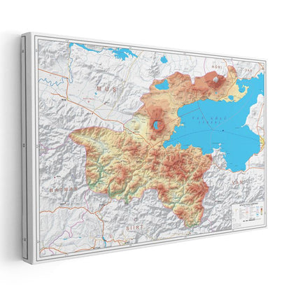 Bitlis - Fiziki Haritası Kanvas Tablo
