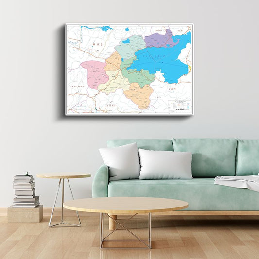 Bitlis - İl Haritası Kanvas Tablo