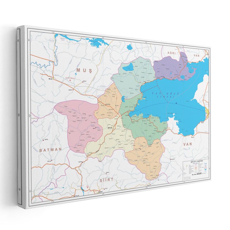 Bitlis - İl Haritası Kanvas Tablo