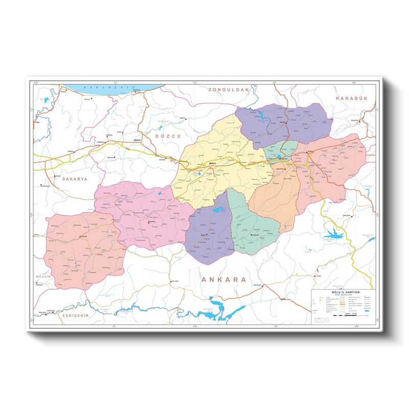 Bolu - İl Haritası Kanvas Tablo