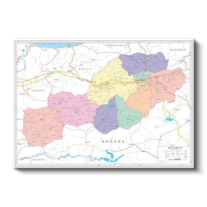 Bolu - İl Haritası Kanvas Tablo