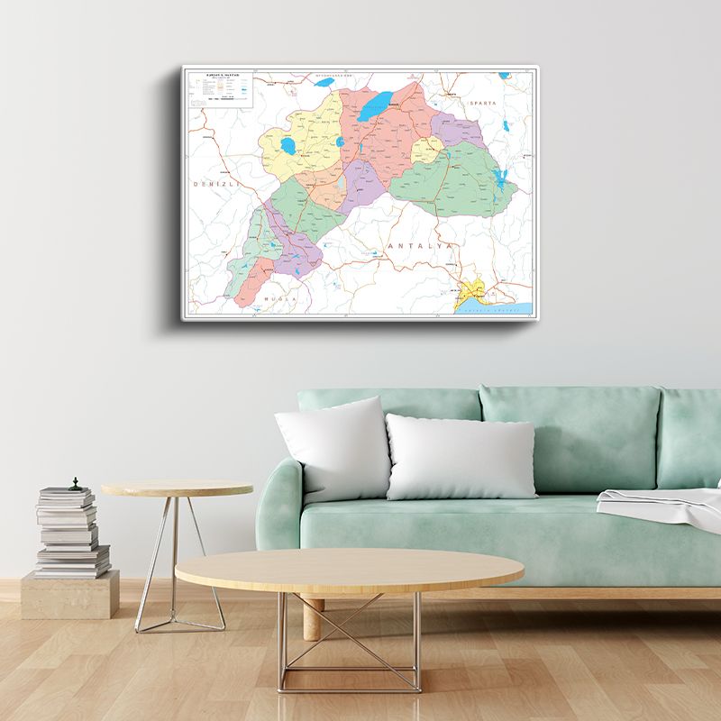 Burdur - İl Haritası Kanvas Tablo