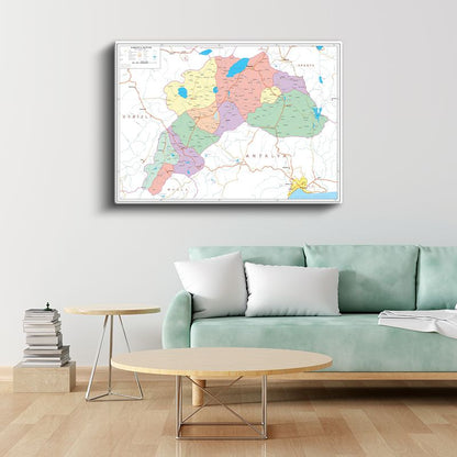 Burdur - İl Haritası Kanvas Tablo