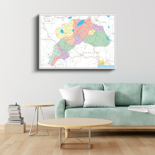Burdur - İl Haritası Kanvas Tablo
