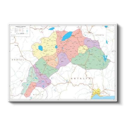 Burdur - İl Haritası Kanvas Tablo