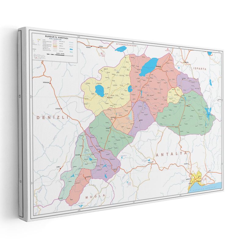 Burdur - İl Haritası Kanvas Tablo