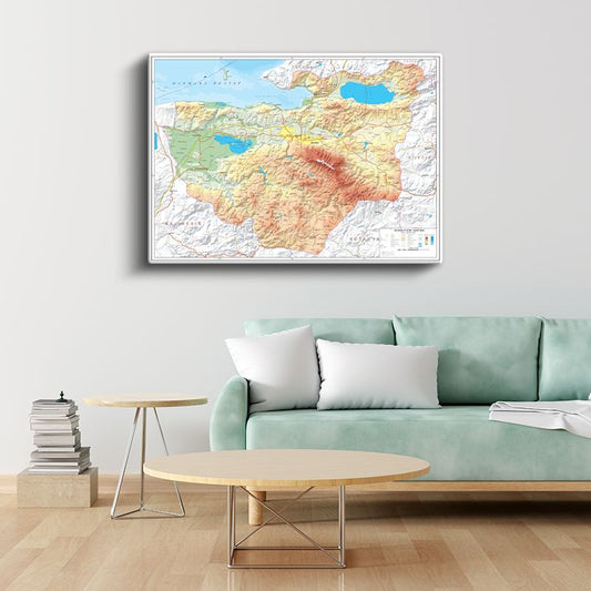 Bursa - Fiziki Haritası Kanvas Tablo