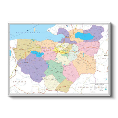Bursa - İl Haritası Kanvas Tablo