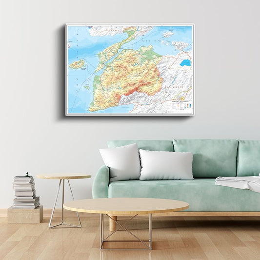 Çanakkale - Fiziki Haritası Kanvas Tablo