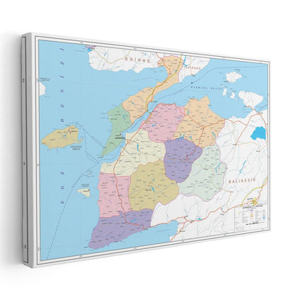 Çanakkale - İl Haritası Kanvas Tablo